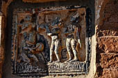 Bagan Myanmar. Dhammayazika pagoda, glazed Jataka plaques. 